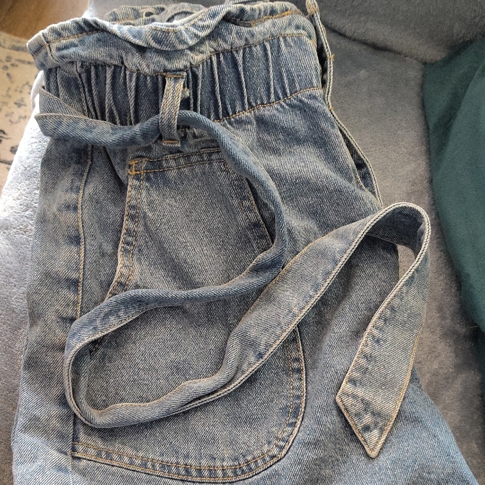 Love Tree Light Blue Denim Paperbag Shorts